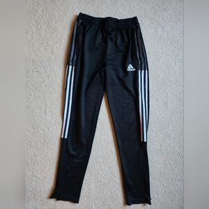Adidas Kids Black Joggers with White Stripes